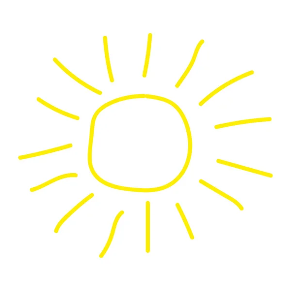 Izolované Barevné Slunce Dítě Skica Vektorové Ilustrace — Stockový vektor