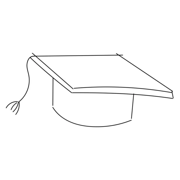 Isolado Colorido Graduação Cap Miúdo Esboço Vector Ilustração — Vetor de Stock