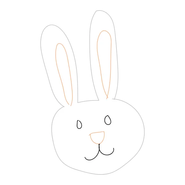 Isolierte Farbige Niedliche Kaninchen Kind Skizze Vector Illustration — Stockvektor
