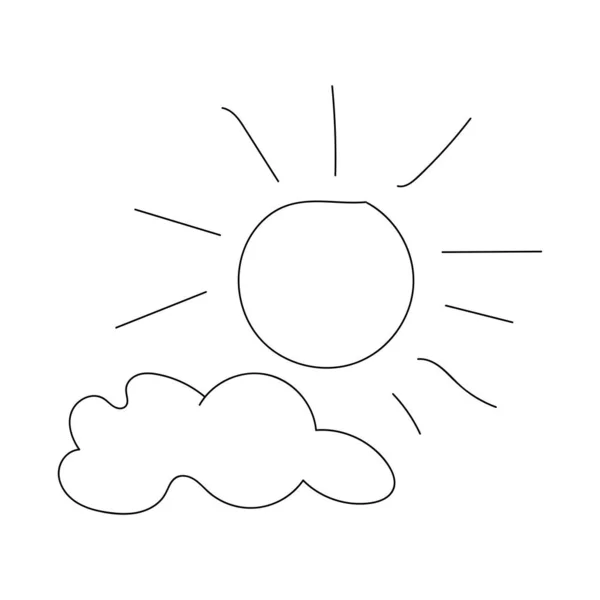 Zole Edilmiş Renkli Güneş Bulut Çocuk Çizimi Vektör Çizimi — Stok Vektör