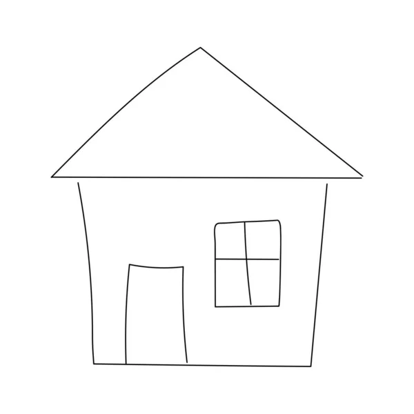 Isolerat Färgat Hus Byggnad Barn Skiss Vektor Illustration — Stock vektor