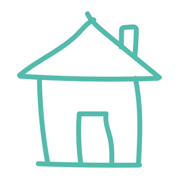 Isolato Colorato Casa Costruzione Schizzo Bambino Illustrazione Vettoriale — Vettoriale Stock