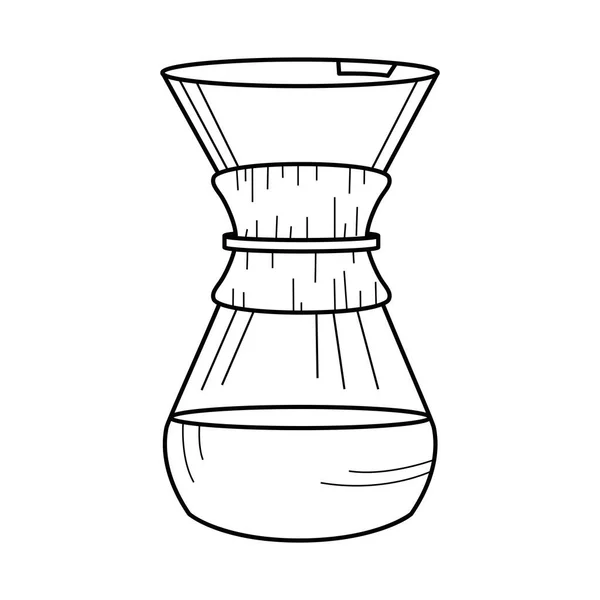 Izolált Retro Forró Kávé Főzet Pot Vázlat Vector Illusztráció — Stock Vector