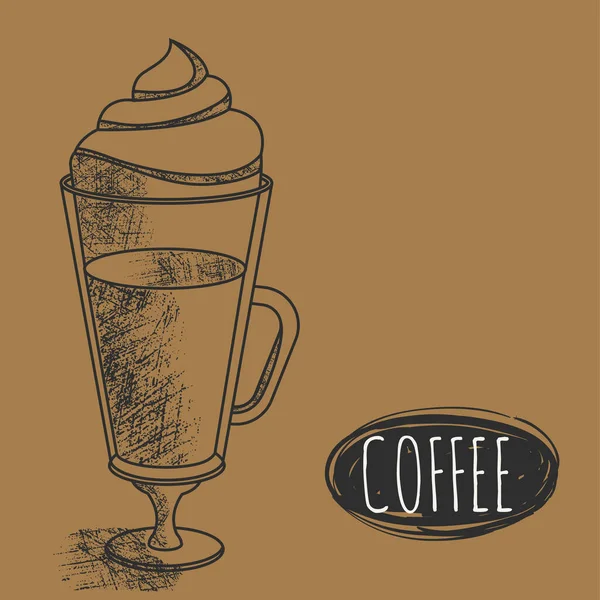 Affiche Colorée Avec Croquis Rétro Café Froid Illustration Vectorielle — Image vectorielle