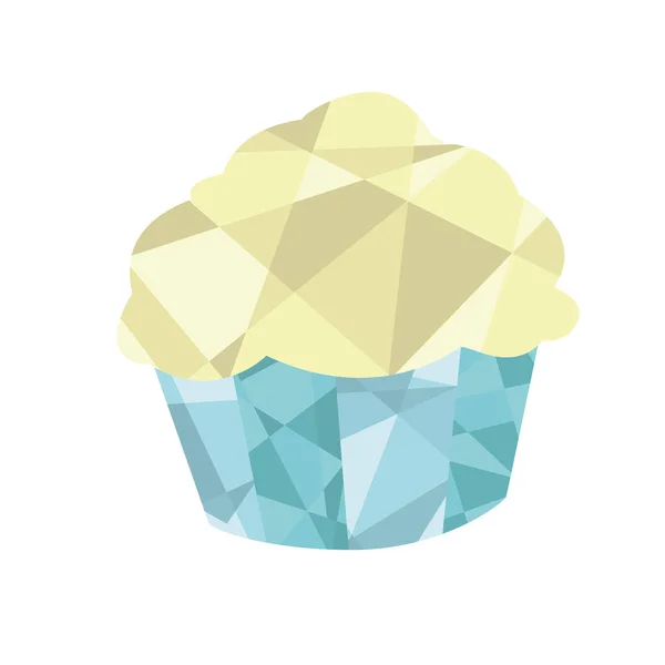 Geïsoleerde Gekleurde Lage Poly Muffin Cupcake Candy Icon Vector Illustratie — Stockvector