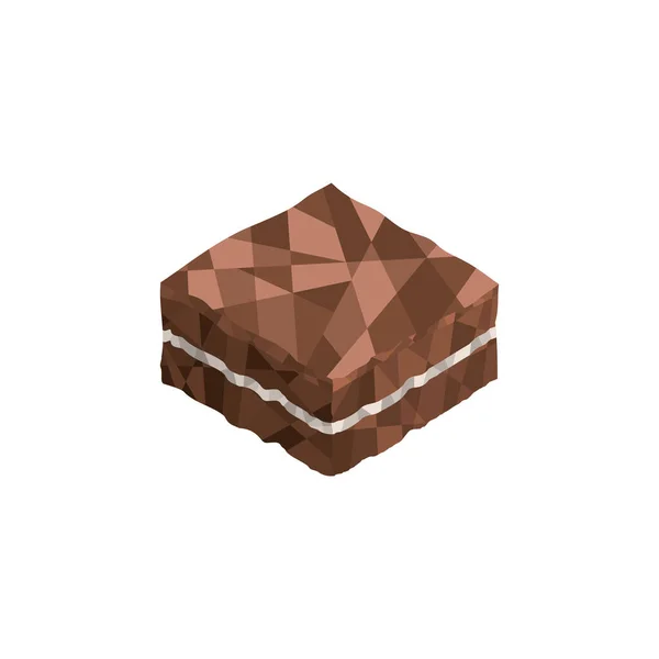 Geïsoleerde Gekleurde Laag Poly Chocolade Brownie Candy Icoon Vector Illustratie — Stockvector