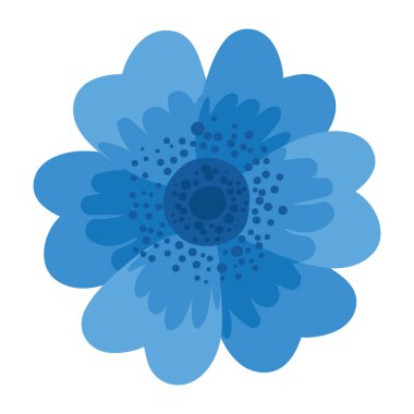 Mavi bir çiçek taşıyıcı illüstrasyonunun izole edilmiş üst görünümü