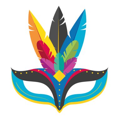 Tüy ikonu Vektör illüstrasyonlu izole edilmiş renkli karnaval maskesi