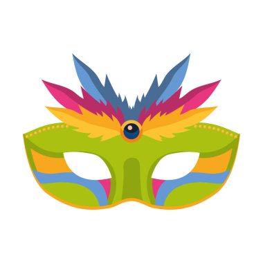 Tüy ikonu Vektör illüstrasyonlu izole edilmiş renkli karnaval maskesi
