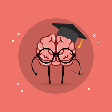 İzole edilmiş şirin beyin çizgi film karakteri Vektör illüstrasyonu