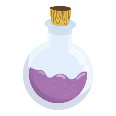 İzole edilmiş renkli simya iksiri çizim simgesi Vektör illüstrasyonu