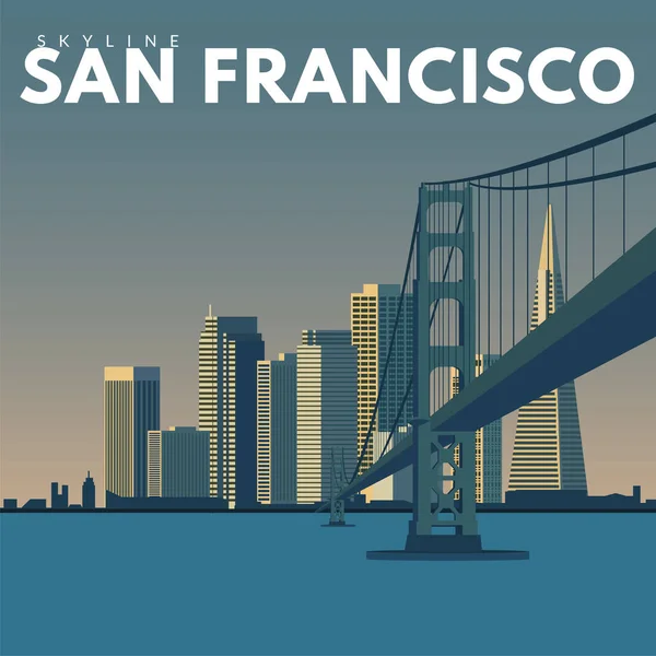 Colored San Francisco City Skyline Vector Illustration — Stock Vector