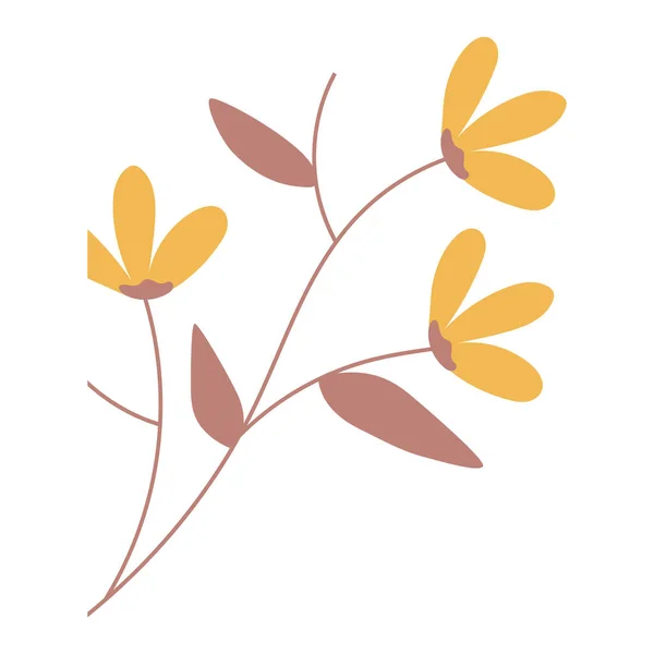 Izolované Barevné Sezónní Listy Květinami Vektorové Ilustrace — Stockový vektor