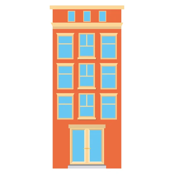 Icono Edificio Color Aislado Diseño Plano Ilustración Vectorial — Archivo Imágenes Vectoriales