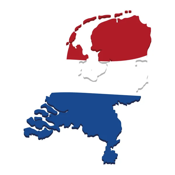 Изолированная Карта Нидерландов Изображением Вектора Флага — стоковый вектор