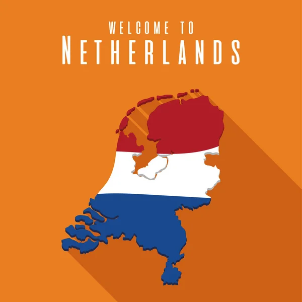 Ізольована Карта Нідерландів Ілюстрацією Прапора Вектора — стоковий вектор