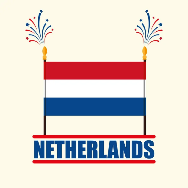 Ізольований Прапор Нідерландів Ефектами Феєрверків — стоковий вектор