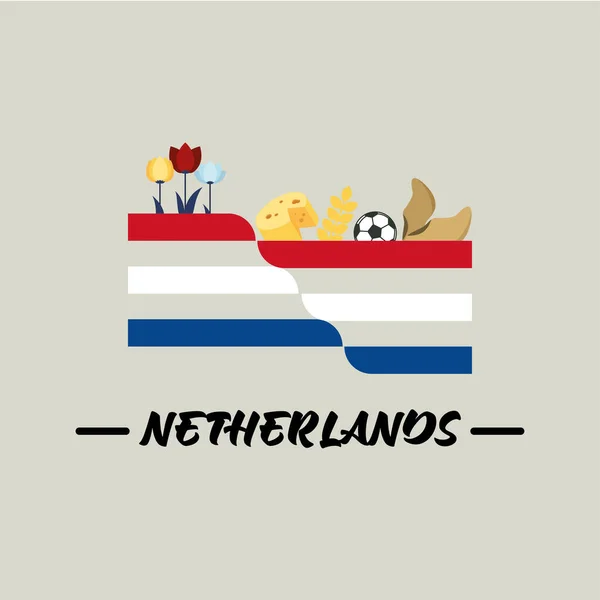 Ізольований Прапор Нідерландів Квітами Тюльпанів — стоковий вектор