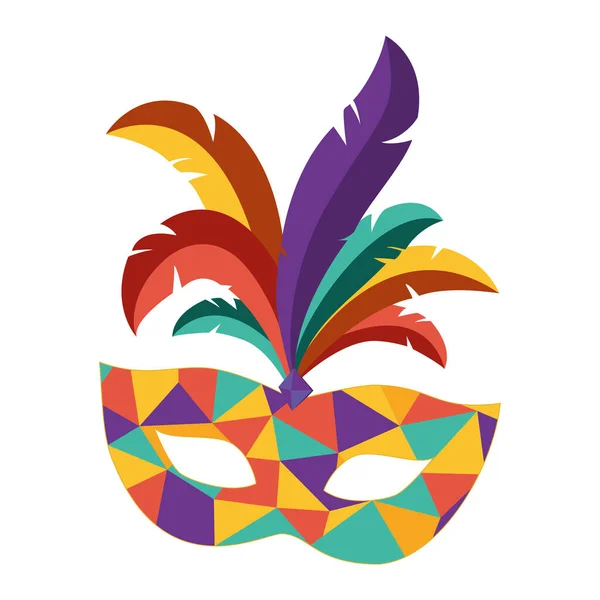 Máscara Carnaval Color Aislado Con Icono Plumas Ilustración Vectorial — Archivo Imágenes Vectoriales