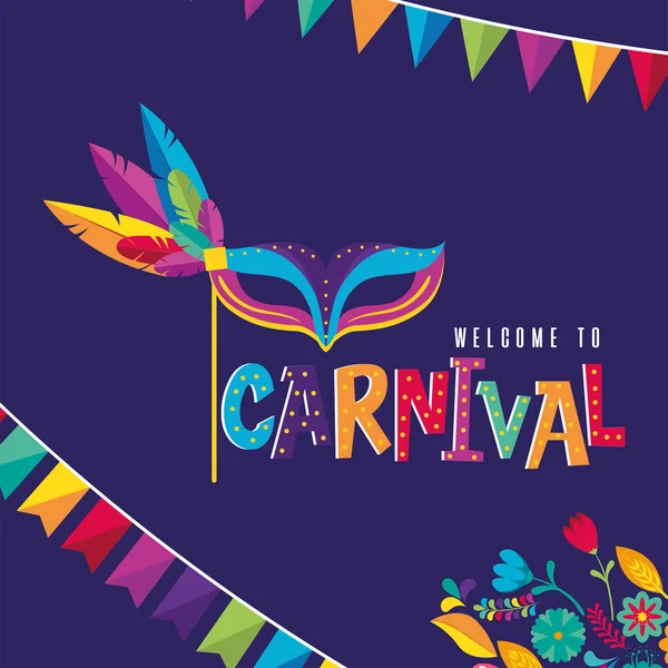 Modelo Carnaval Colorido Com Máscara Venice Ilustração Vetorial — Vetor de Stock