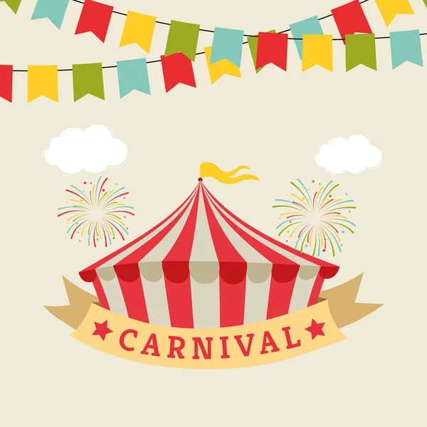 Vintage Colored Carnival Poster Tents Vector Illustration — Stock Vector