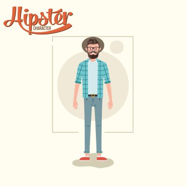 İzole edilmiş renkli erkek hipster karakter Vektör illüstrasyonu