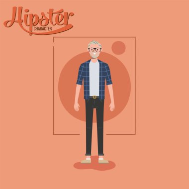 İzole edilmiş renkli erkek hipster karakter Vektör illüstrasyonu