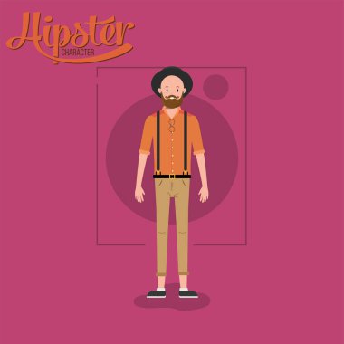 İzole edilmiş renkli erkek hipster karakter Vektör illüstrasyonu