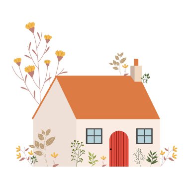 İzole edilmiş renkli ev binası taslak ikonu Vektör illüstrasyonu