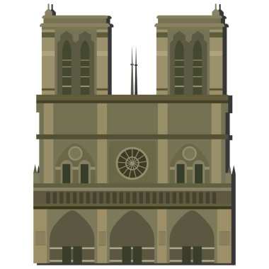 İzole edilmiş renkli notre dame tarihi eser Vektör illüstrasyonu