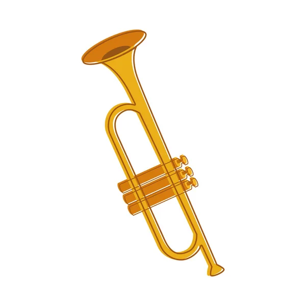 Strumento Musicale Tromba Colorata Isolata Illustrazione Vettoriale — Vettoriale Stock