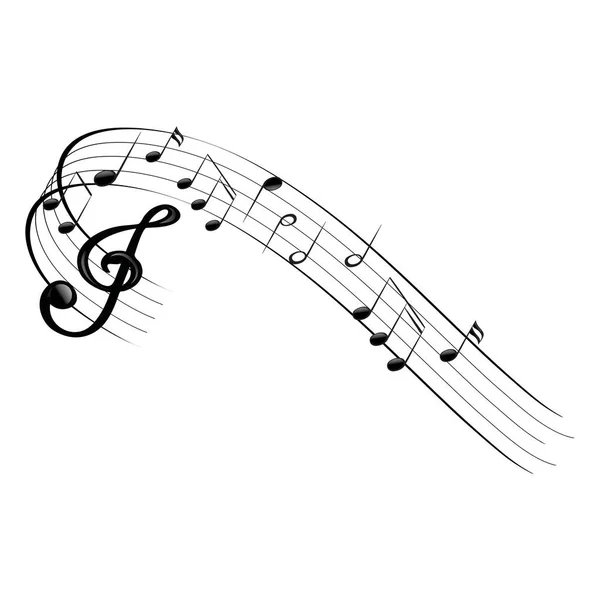 Абстрактная Изогнутая Музыкальная Пентаграмма Музыкальными Нотами — стоковый вектор