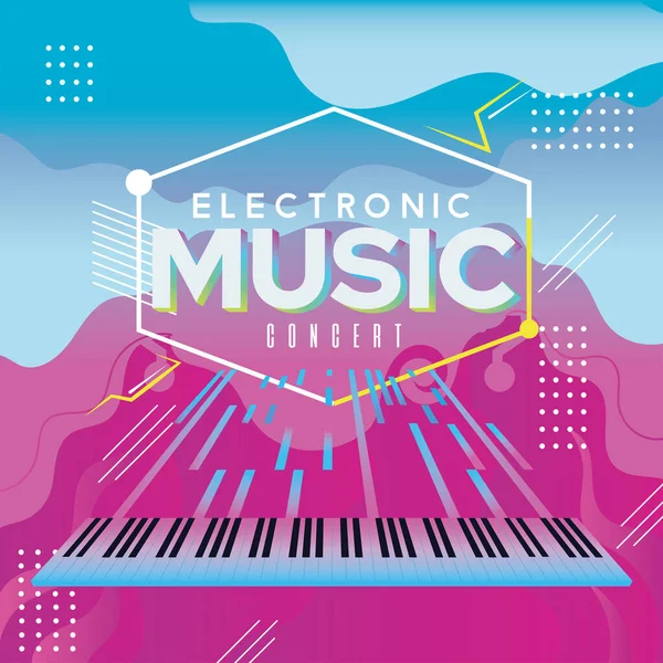 Stock vector Colored nostalgic electronic music festival brochure Vector illustration