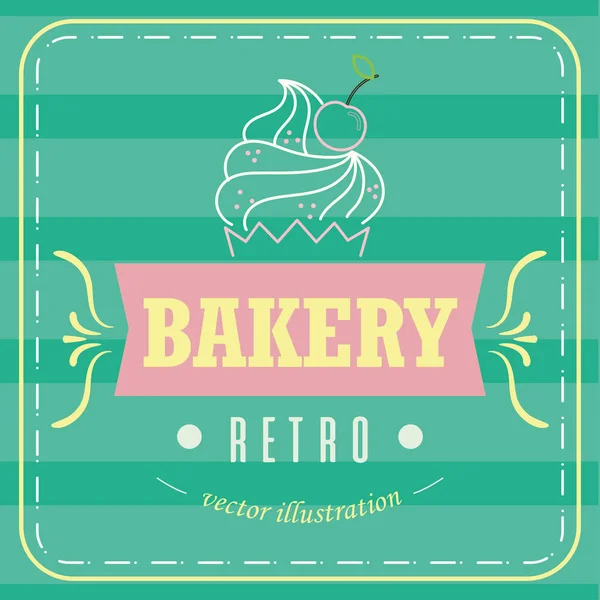 Colored Retro Bakery Shop Poster Vector Illustration — Stock Vector