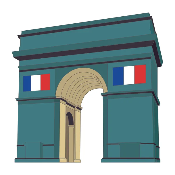Arc Triomphe Isolé Coloré Illustration Vectorielle — Image vectorielle