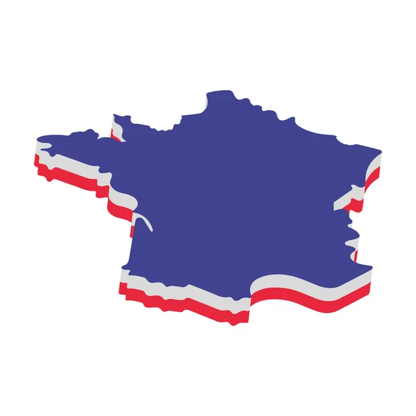 Изолированная Карта Франции Цветом Флага Векторная Иллюстрация — стоковый вектор