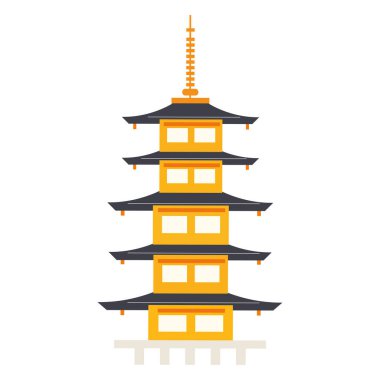 İzole edilmiş renkli geleneksel Japon kalesi vektör illüstrasyonu