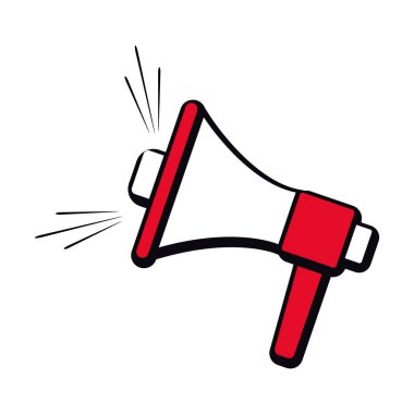 İzole edilmiş renkli komedi megafonu ikonu pop sanat sanatı illüstrasyonu