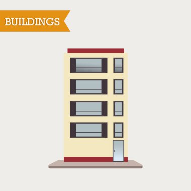 İzole edilmiş renkli bina simgesi resim vektörü illüstrasyonuName