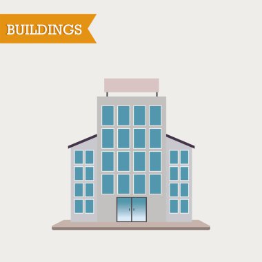 İzole edilmiş renkli bina simgesi resim vektörü illüstrasyonuName