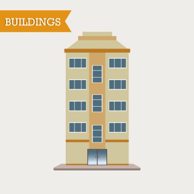 İzole edilmiş renkli bina simgesi resim vektörü illüstrasyonuName