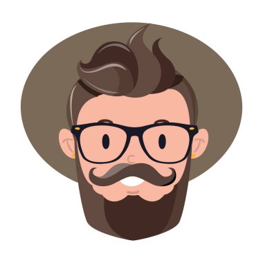 Ayrı renkte yakışıklı erkek hipster avatar Vektör çizimi