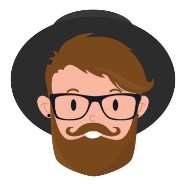 Ayrı renkte yakışıklı erkek hipster avatar Vektör çizimi