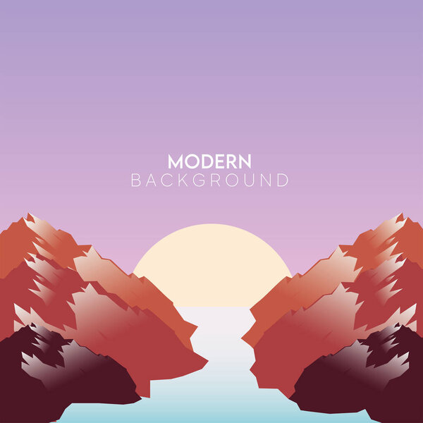 Цветная современная иллюстрация природного ландшафта