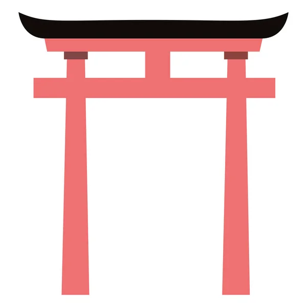 Isolerad Färgad Traditionell Japansk Helgedom Landmärke Vektor Illustration — Stock vektor