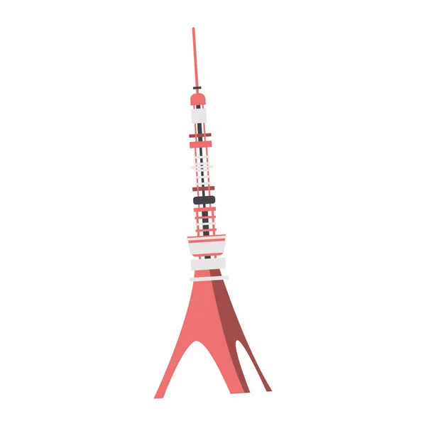 Isolado Colorido Tradicional Tokyo Torre Marco Vector Ilustração — Vetor de Stock