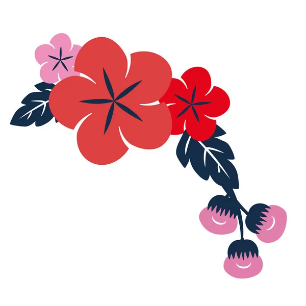 Isolado Colorido Tradicional Japonês Flores Flor Vector Ilustração —  Vetores de Stock