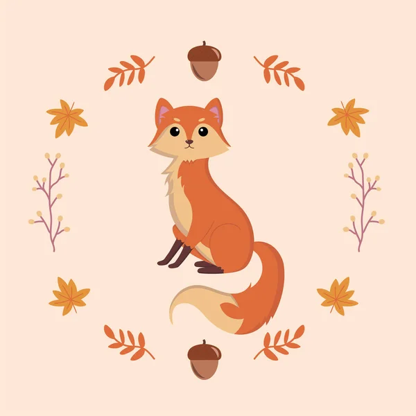 stock vector Isolated colored cute fox autumn animal Vector illustration