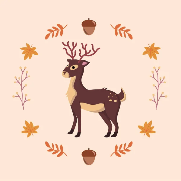 Izolované Barevné Roztomilé Sobí Podzimní Zvíře Vektorové Ilustrace — Stockový vektor
