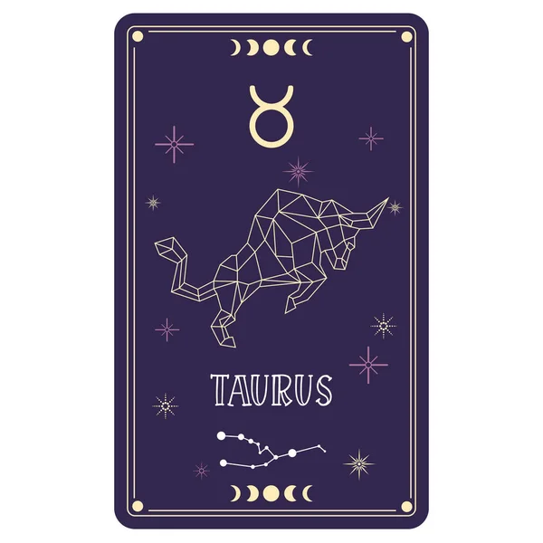 Cartão Tarô Isolado Com Signo Zodíaco Taurus Ilustração Vetorial — Vetor de Stock